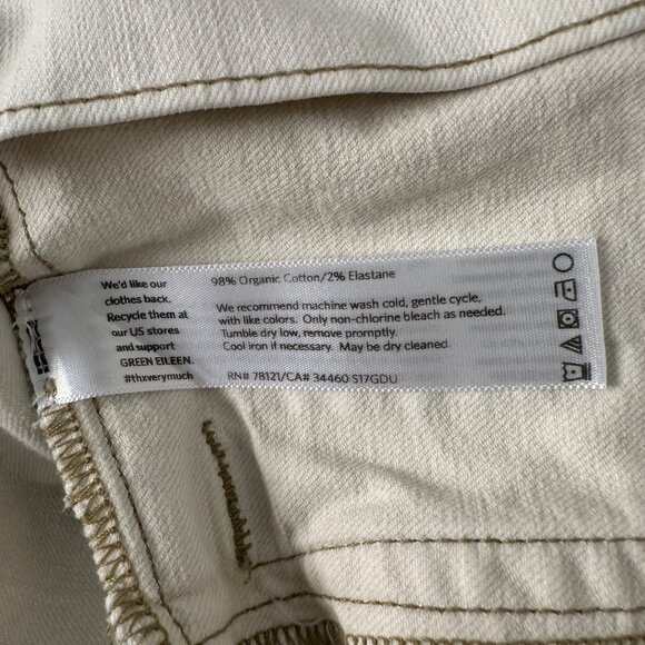 Eileen Fisher Denim Jacket Cotton Blend Front Buttons Closure Ivory Color Sz 1X - Picture 10 of 15